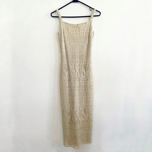 Vintage Jessica McClintock for Gunne Sax Low Back Ivory Lace Maxi Dress sz 4 - Picture 2 of 16